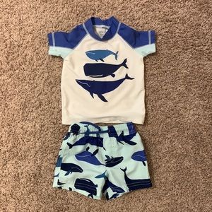 Carters swim top and trunks - 6 Months - used